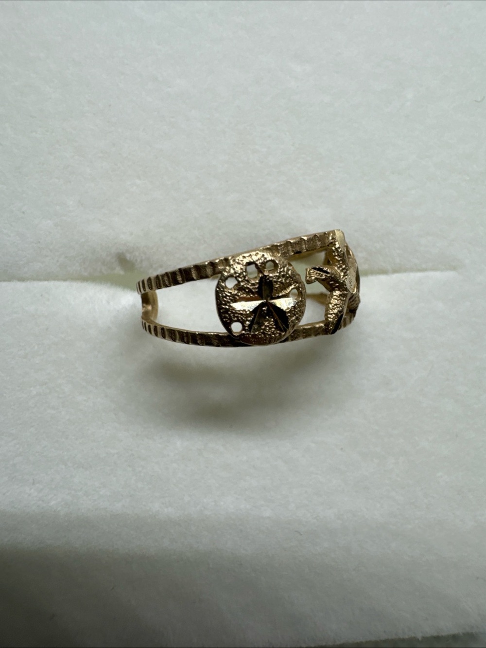 14k Gold Adjustable Ring/toe Ring With Sand Dollar, Star Fish Ocean Design - Picture 5 of 10